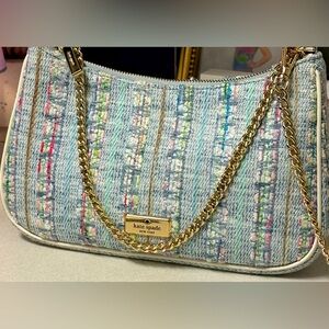 Kate Spade Blue Tweed with Gold chain crossbody